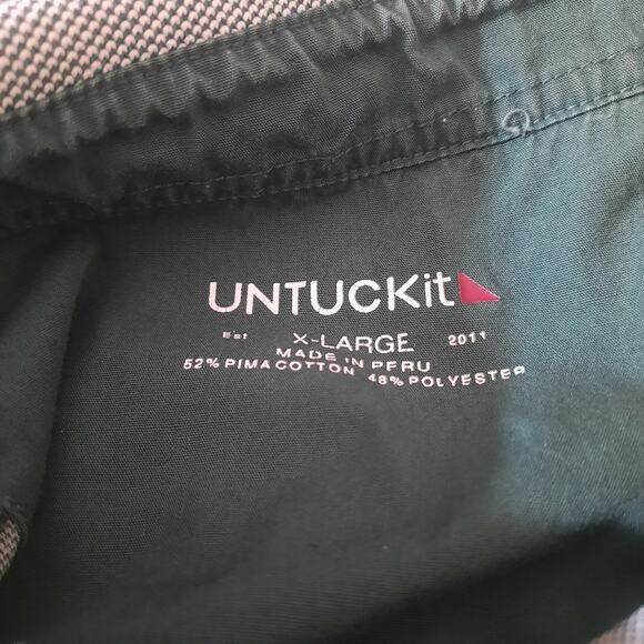 UNTUCKit Beaux Mens Contrast Collar 3 Button Placket Green Polo Shirt Size XL - Picture 3 of 8